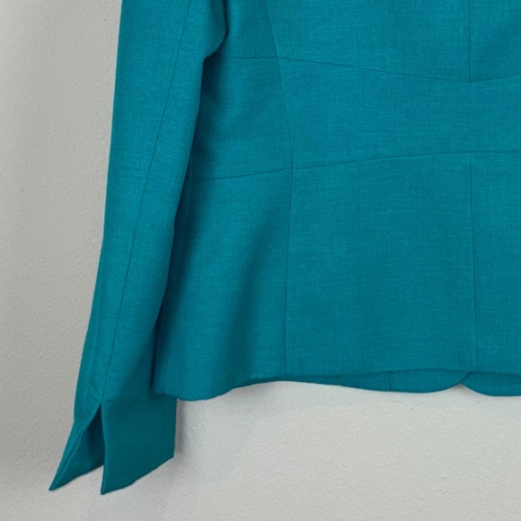Kasper 2pc Green Blazer Jacket with Matching Pullover Sleeveless Floral Blouse - Picture 6 of 16